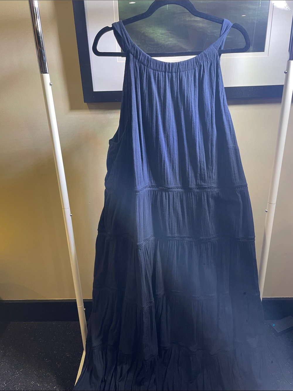 Talbots Plus 20W. Navy Tiered Maxi Dress